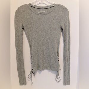 Aeropostale Light Gray Long Sleeve Side Tie Tee